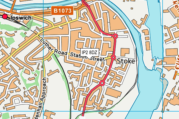 IP2 8DZ map - OS VectorMap District (Ordnance Survey)