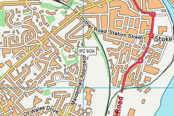 IP2 8GA map - OS VectorMap District (Ordnance Survey)