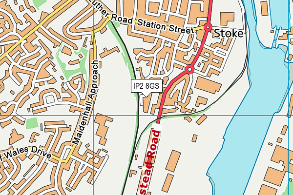 IP2 8GS map - OS VectorMap District (Ordnance Survey)