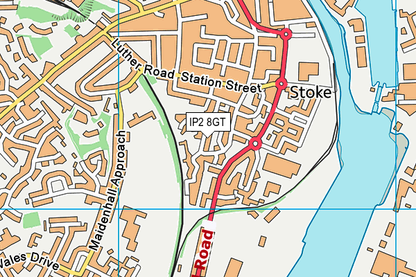 IP2 8GT map - OS VectorMap District (Ordnance Survey)