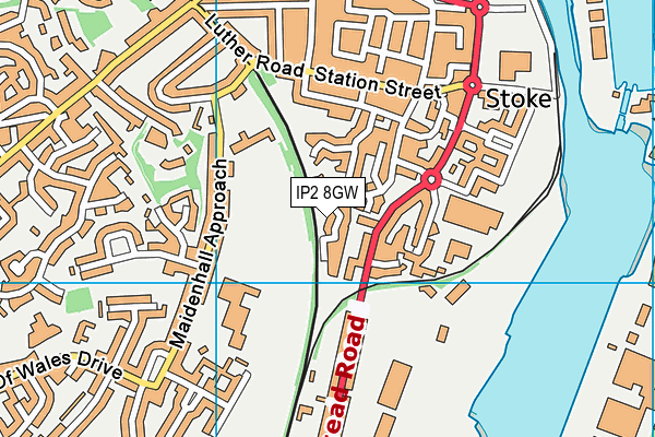 IP2 8GW map - OS VectorMap District (Ordnance Survey)