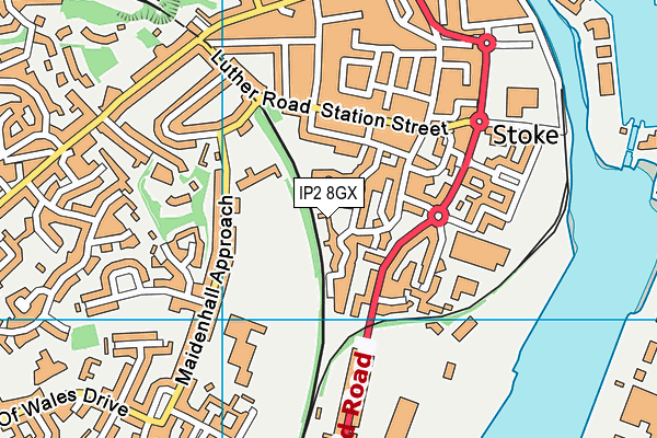 IP2 8GX map - OS VectorMap District (Ordnance Survey)