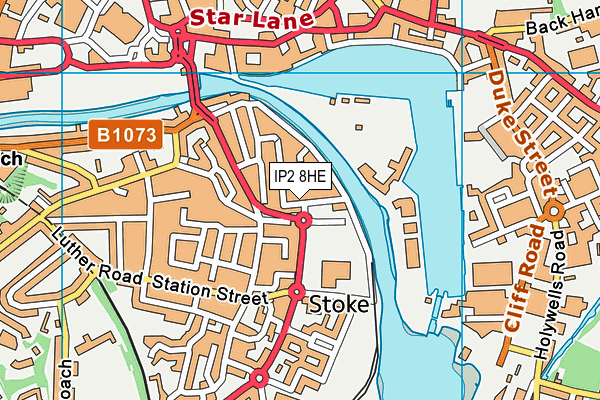 IP2 8HE map - OS VectorMap District (Ordnance Survey)