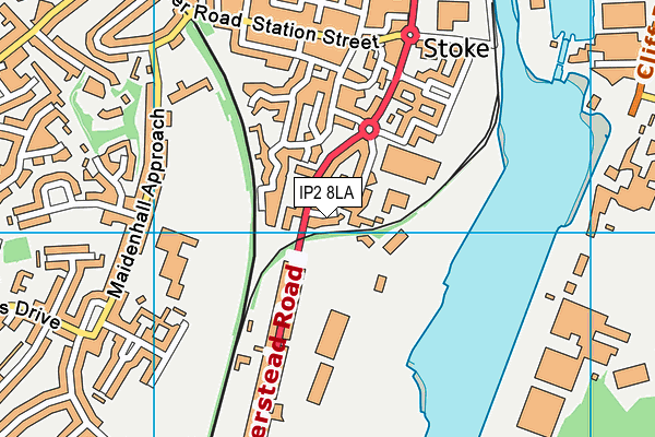 IP2 8LA map - OS VectorMap District (Ordnance Survey)