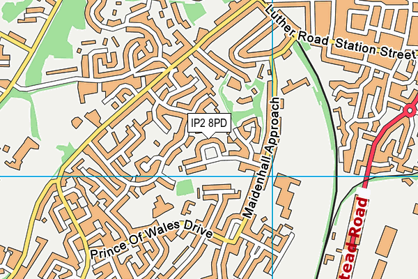 IP2 8PD map - OS VectorMap District (Ordnance Survey)