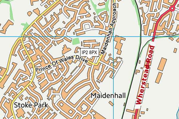 IP2 8PX map - OS VectorMap District (Ordnance Survey)