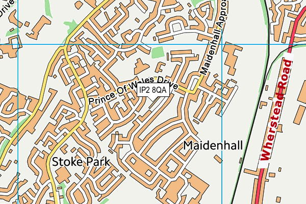 IP2 8QA map - OS VectorMap District (Ordnance Survey)