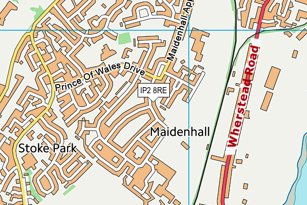 Bourne Vale Sports Club map (IP2 8RE) - OS VectorMap District (Ordnance Survey)