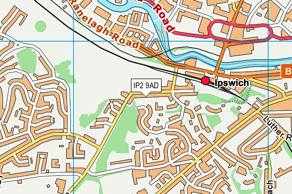 IP2 9AD map - OS VectorMap District (Ordnance Survey)