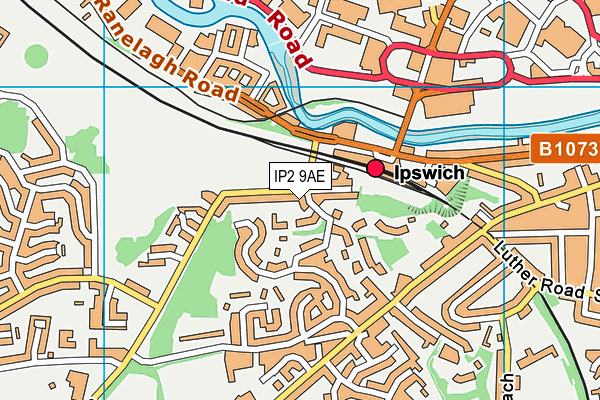 IP2 9AE map - OS VectorMap District (Ordnance Survey)