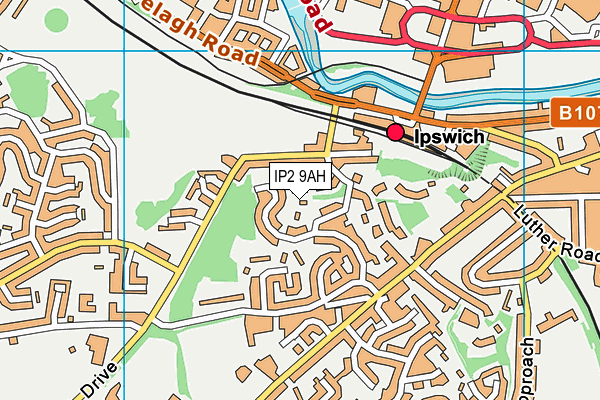 IP2 9AH map - OS VectorMap District (Ordnance Survey)