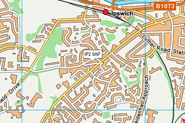 IP2 9AP map - OS VectorMap District (Ordnance Survey)