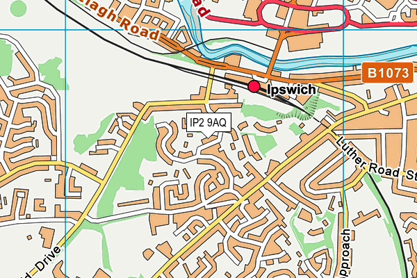 IP2 9AQ map - OS VectorMap District (Ordnance Survey)