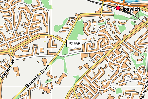 IP2 9AR map - OS VectorMap District (Ordnance Survey)
