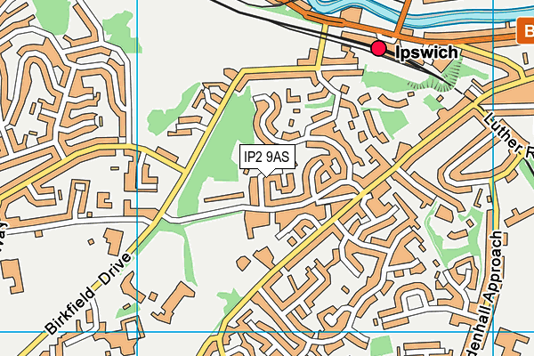 IP2 9AS map - OS VectorMap District (Ordnance Survey)