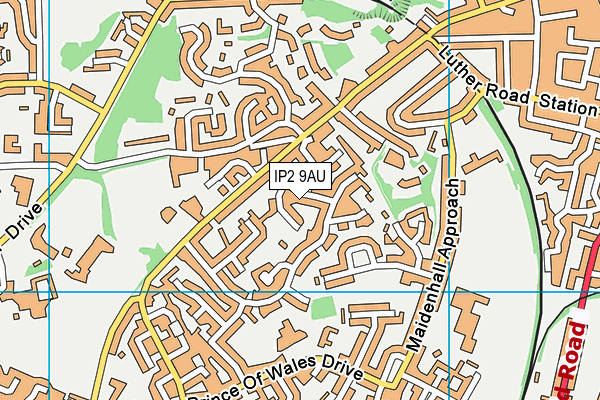 IP2 9AU map - OS VectorMap District (Ordnance Survey)