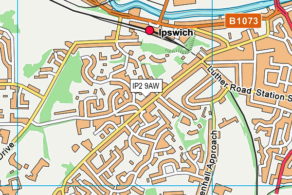 IP2 9AW map - OS VectorMap District (Ordnance Survey)