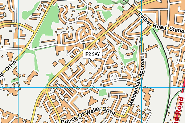IP2 9AY map - OS VectorMap District (Ordnance Survey)