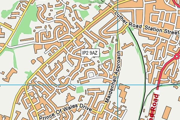 IP2 9AZ map - OS VectorMap District (Ordnance Survey)