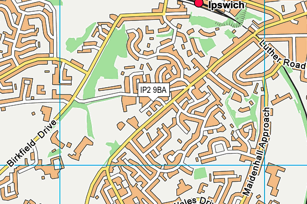 IP2 9BA map - OS VectorMap District (Ordnance Survey)