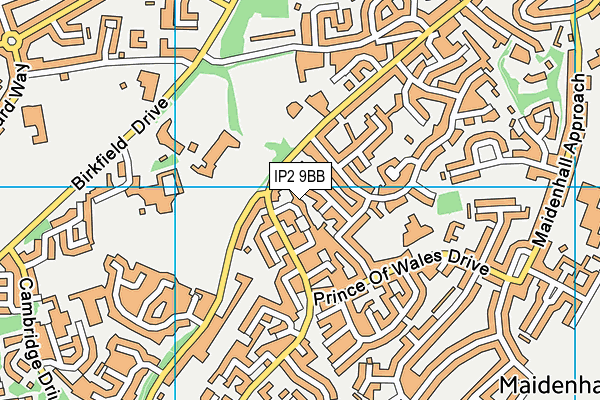 IP2 9BB map - OS VectorMap District (Ordnance Survey)