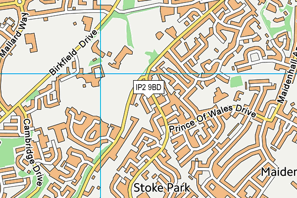 IP2 9BD map - OS VectorMap District (Ordnance Survey)