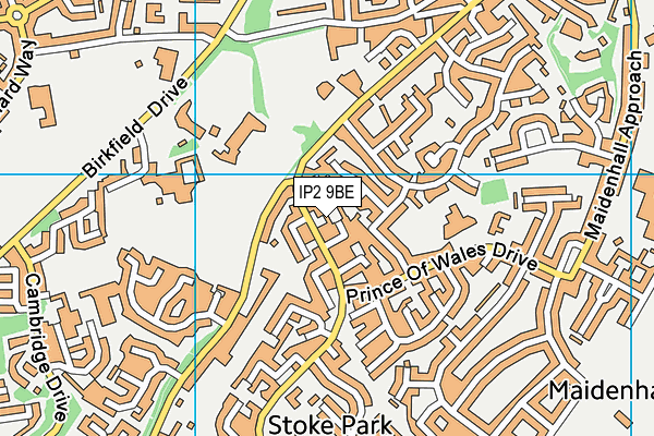 IP2 9BE map - OS VectorMap District (Ordnance Survey)