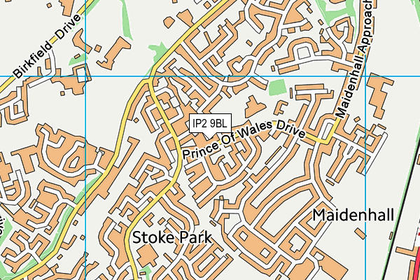 IP2 9BL map - OS VectorMap District (Ordnance Survey)