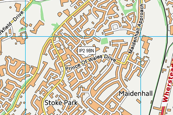 IP2 9BN map - OS VectorMap District (Ordnance Survey)