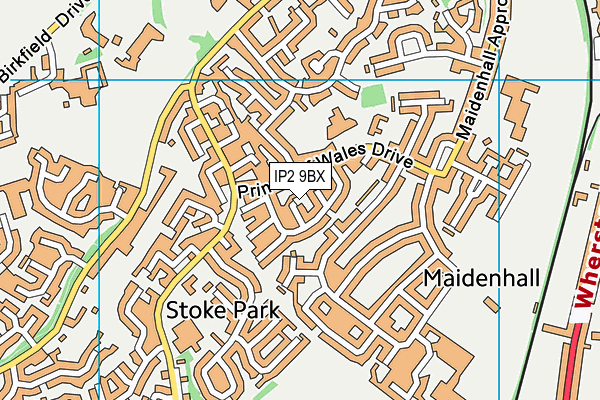 IP2 9BX map - OS VectorMap District (Ordnance Survey)