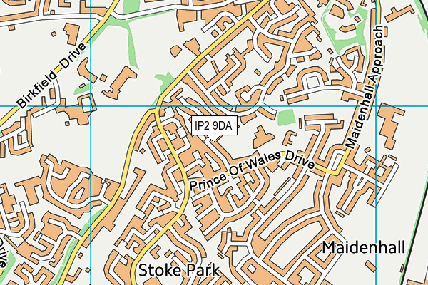 IP2 9DA map - OS VectorMap District (Ordnance Survey)