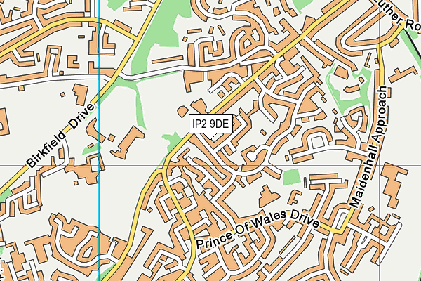 IP2 9DE map - OS VectorMap District (Ordnance Survey)