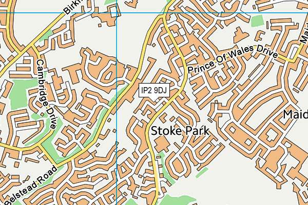 IP2 9DJ map - OS VectorMap District (Ordnance Survey)