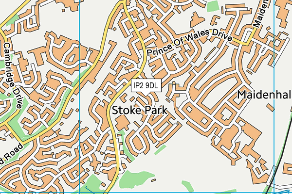IP2 9DL map - OS VectorMap District (Ordnance Survey)