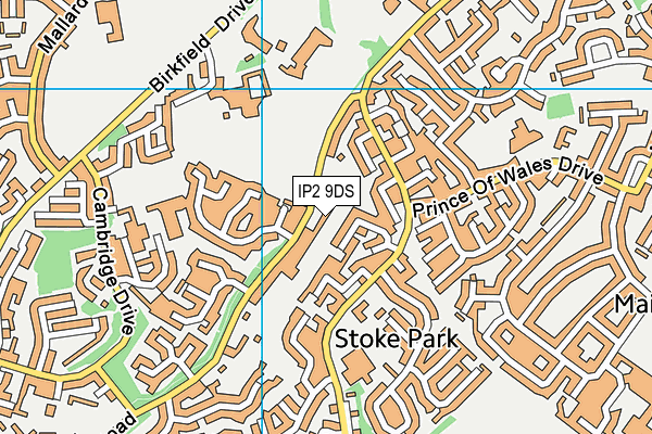 IP2 9DS map - OS VectorMap District (Ordnance Survey)