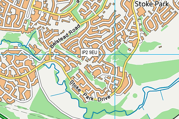 IP2 9EU map - OS VectorMap District (Ordnance Survey)