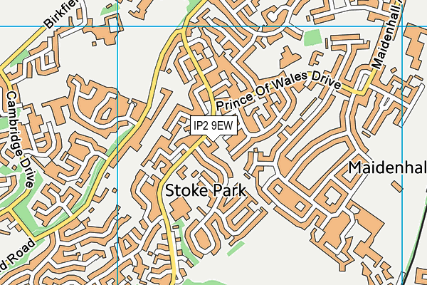 IP2 9EW map - OS VectorMap District (Ordnance Survey)