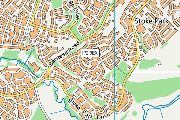 IP2 9EX map - OS VectorMap District (Ordnance Survey)