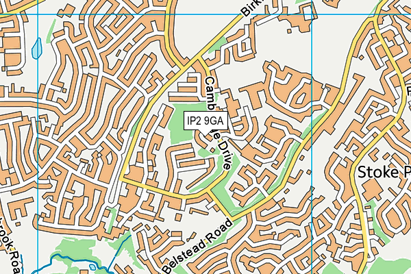 IP2 9GA map - OS VectorMap District (Ordnance Survey)