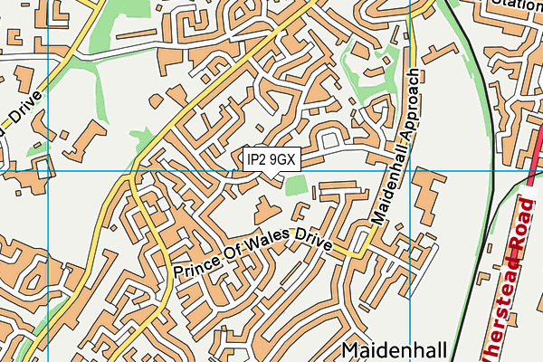 IP2 9GX map - OS VectorMap District (Ordnance Survey)