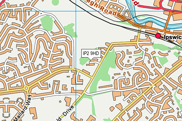 IP2 9HD map - OS VectorMap District (Ordnance Survey)