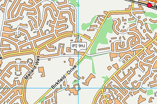 IP2 9HJ map - OS VectorMap District (Ordnance Survey)