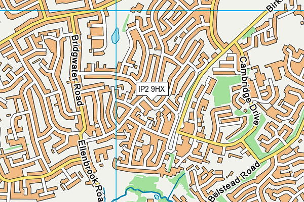 IP2 9HX map - OS VectorMap District (Ordnance Survey)