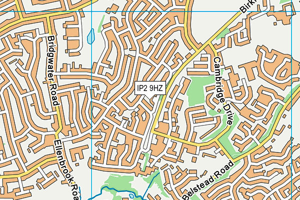 IP2 9HZ map - OS VectorMap District (Ordnance Survey)