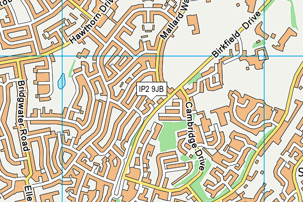 IP2 9JB map - OS VectorMap District (Ordnance Survey)