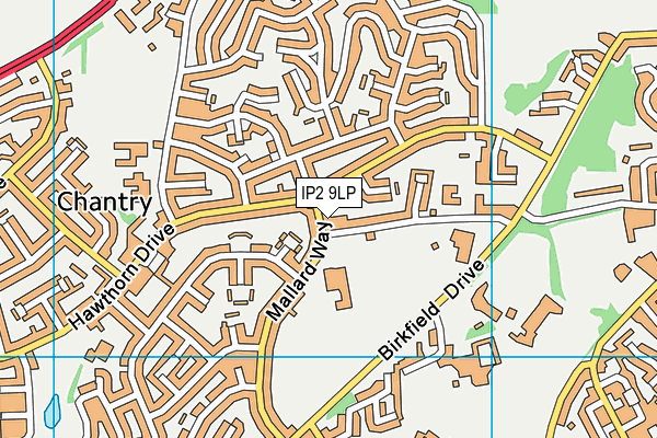 IP2 9LP map - OS VectorMap District (Ordnance Survey)