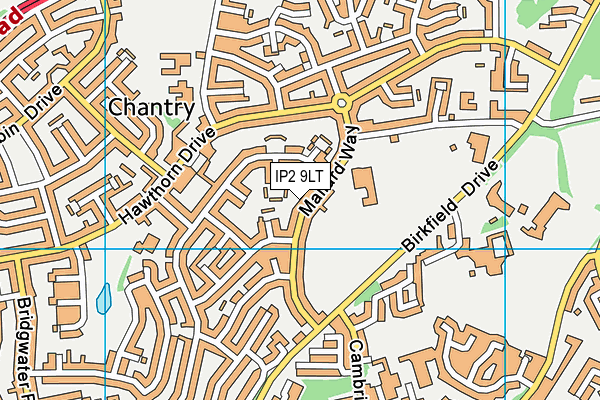 IP2 9LT map - OS VectorMap District (Ordnance Survey)