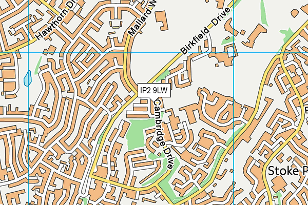 IP2 9LW map - OS VectorMap District (Ordnance Survey)