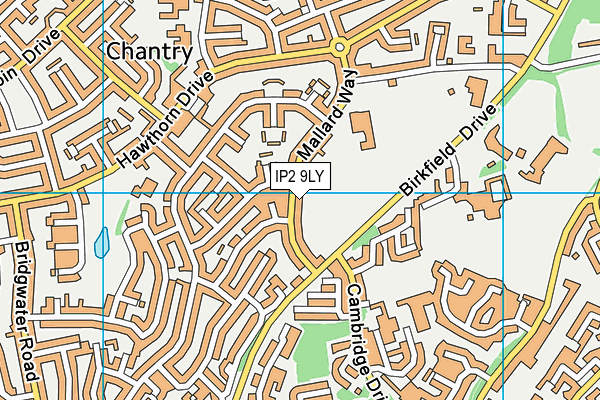 IP2 9LY map - OS VectorMap District (Ordnance Survey)