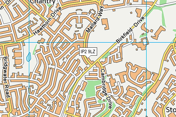 IP2 9LZ map - OS VectorMap District (Ordnance Survey)